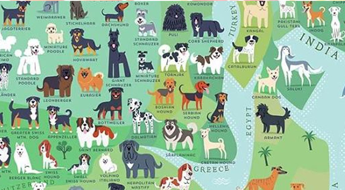 Карта происхождения пород собак